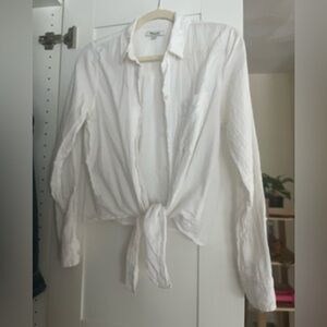 Madewell Women's White Button-Up Tie Front Shirt